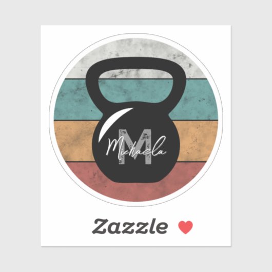 Vintager kettlebell benutzerdefinierter Monogrammn Aufkleber (Blatt)