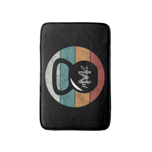 Vintager kettlebell benutzerdefinierter Monogrammn Badematte (Vorderseite Vertikal)