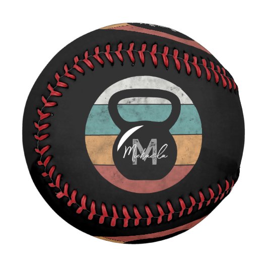 Vintager kettlebell benutzerdefinierter Monogrammn Baseball (Vorderseite Links)
