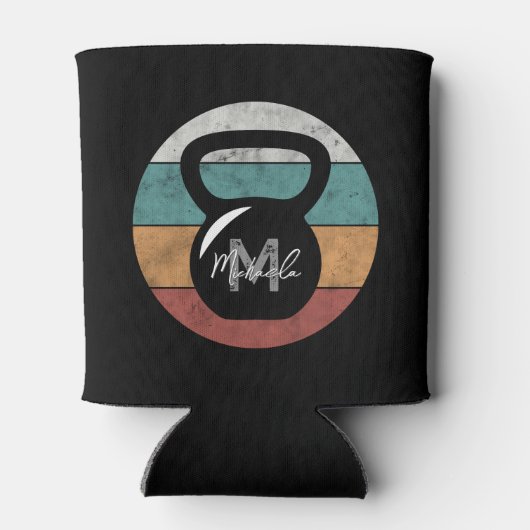 Vintager kettlebell benutzerdefinierter Monogrammn Dosenkühler (Rückseite)
