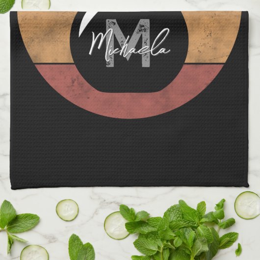 Vintager kettlebell benutzerdefinierter Monogrammn Geschirrtuch (Gefaltet)