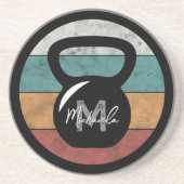 Vintager kettlebell benutzerdefinierter Monogrammn Getränkeuntersetzer (Vorne)