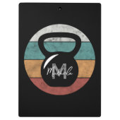 Vintager kettlebell benutzerdefinierter Monogrammn Klemmbrett (Rückseite)