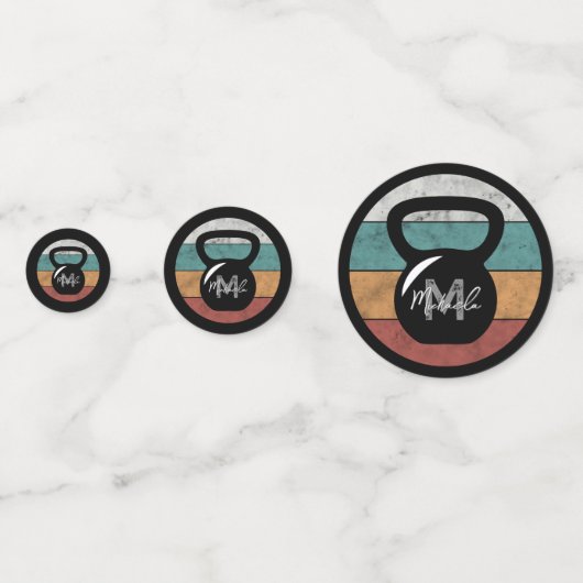 Vintager kettlebell benutzerdefinierter Monogrammn Konfetti (Vorderseiten)