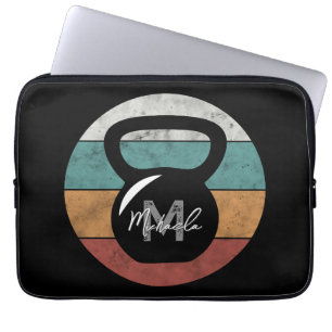 Vintager kettlebell benutzerdefinierter Monogrammn Laptopschutzhülle