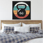 Vintager kettlebell benutzerdefinierter Monogrammn Leinwanddruck (Insitu (Schlafzimmer))