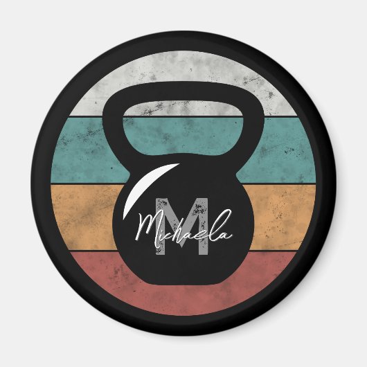 Vintager kettlebell benutzerdefinierter Monogrammn Magnet (Vorne)