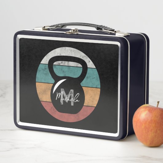 Vintager kettlebell benutzerdefinierter Monogrammn Metall Brotdose (Beispiel)