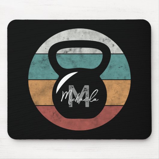 Vintager kettlebell benutzerdefinierter Monogrammn Mousepad (Vorne)