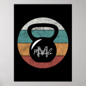 Vintager kettlebell benutzerdefinierter Monogrammn Poster (Vorne)