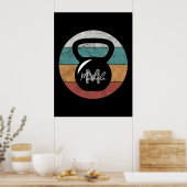 Vintager kettlebell benutzerdefinierter Monogrammn Poster (Küche)