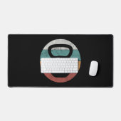 Vintager kettlebell benutzerdefinierter Monogrammn Schreibtischunterlage (Tastatur & Maus)