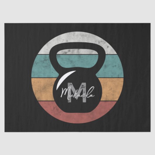 Vintager kettlebell benutzerdefinierter Monogrammn Seidenpapier (Vorderseite)