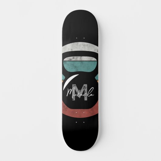 Vintager kettlebell benutzerdefinierter Monogrammn Skateboard (Vorderseite)