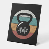 Vintager kettlebell benutzerdefinierter Monogrammn Sockelschild (Vorderseite)