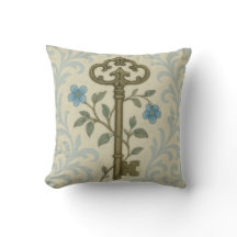 Vintager Key & Blue Floral Scroll Square