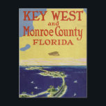 Vintager Key West Monroe Landkreis Florida Postkar Postkarte<br><div class="desc">Eine Vintage Plakatwerbung Reise nach Key West,  Florida.</div>
