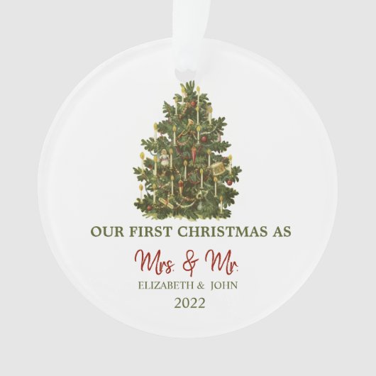 Vintager Kiefernbaum - unser erstes Weihnachtsfest Ornament (Vorderseite)