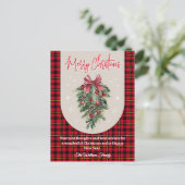 Vintager Kiefernbüffel karierte Weihnachtsfeiern Postkarte (Stehend Vorderseite)