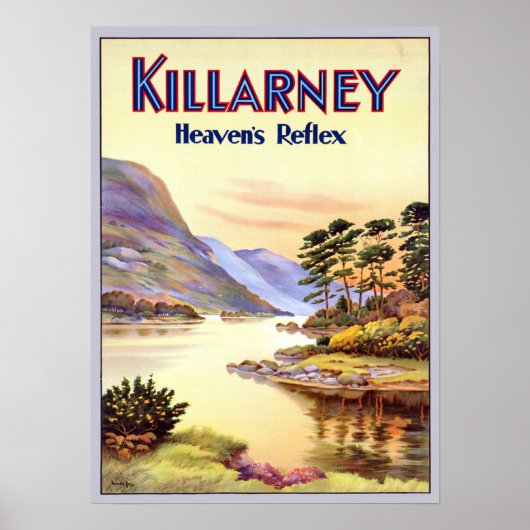 Vintager Killarney Ireland Heaven's Reflex Travel Poster (Vorne)
