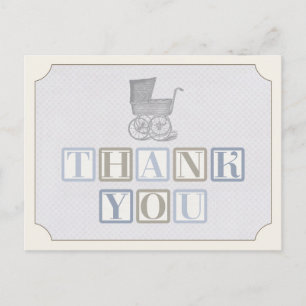 Vintager Kinderwagen Dankeschön-Karte, Babywagen Postkarte