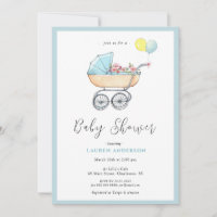 Vintager Kinderwagen Kinderdusche Einladung