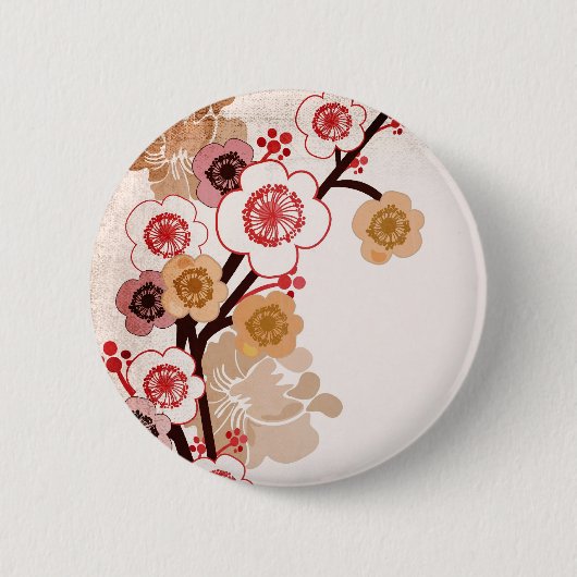 Vintager Kirschblüte-Knopf Button (Vorderseite)