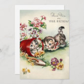 Vintager Kitten Spaß am Geburtstag Feiertagskarte (Vorne/Hinten)