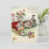 Vintager Kitten Spaß am Geburtstag Feiertagskarte (Stehend Vorderseite)