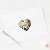 Vintager Kittensticker Herz-Aufkleber (Umschlag)