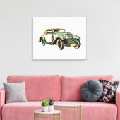 Vintager Klassiker Racing Green und Cream Car Leinwanddruck (Insitu (Wohnzimmer))