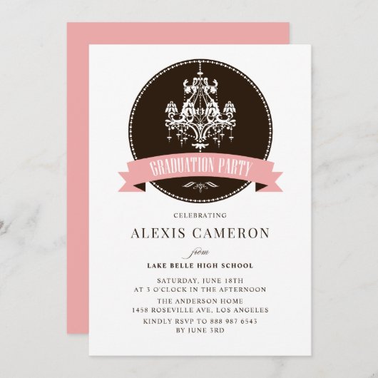 Vintager klassischer Abschluss Einladung (Vorne/Hinten)