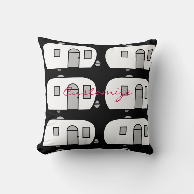 Vintager klassischer Anhänger gerundeter Wohnwagen Kissen (Vorderseite)