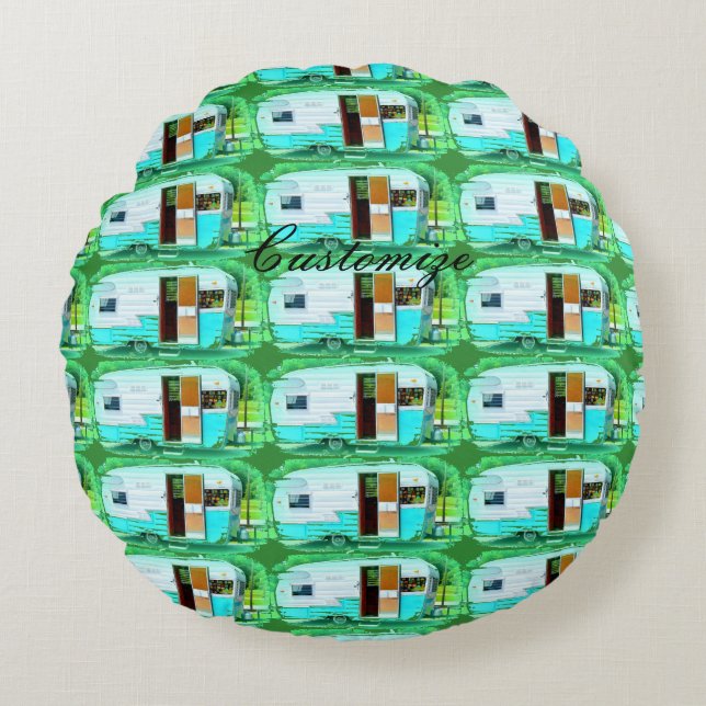 Vintager klassischer Anhänger Sinti und Roma Carav Rundes Kissen (Vorderseite)