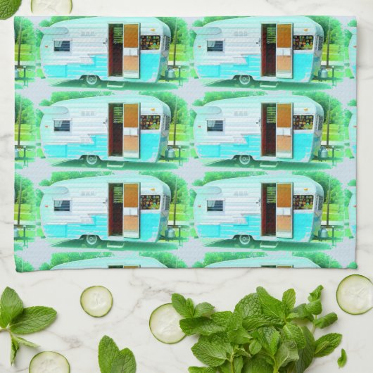 Vintager klassischer Anhängerwohnwagen Geschirrtuch (Gefaltet)