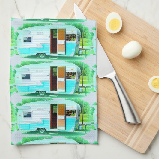 Vintager klassischer Anhängerwohnwagen Geschirrtuch (Viertel Falte)