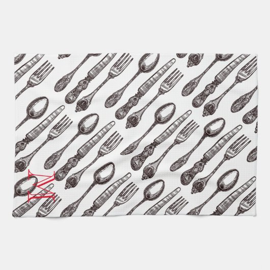 Vintager klassischer Feinschmecker von Silverware Geschirrtuch (Horizontal)