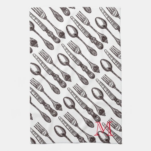Vintager klassischer Feinschmecker von Silverware Geschirrtuch (Vertikal)