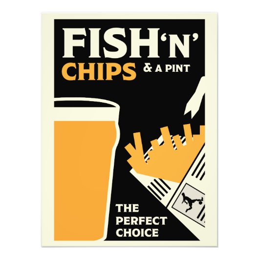 Vintager klassischer Fisch und Chips Fotodruck (Vorne)