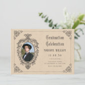 Vintager klassischer gotischer Oldschool-Foto-Absc Einladung (Stehend Vorderseite)