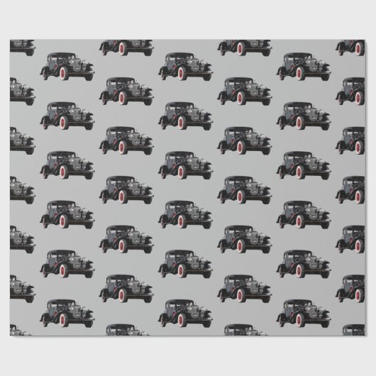 Vintager Klassischer Schwarzer Oldtimer Geschenkpapier (Flach)