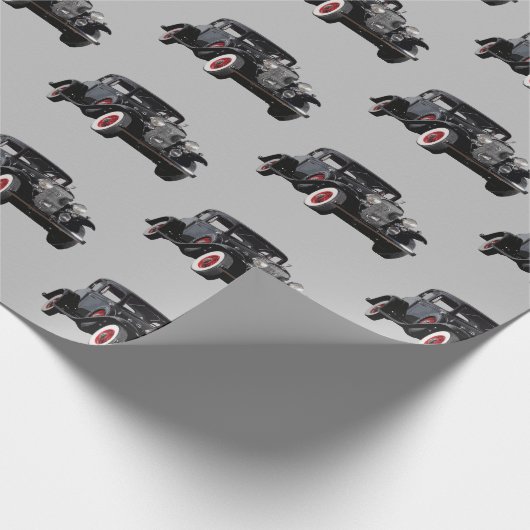 Vintager Klassischer Schwarzer Oldtimer Geschenkpapier (Ecke)