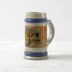 Vintager, klassischer, verwitterter Holzwagen Bierglas