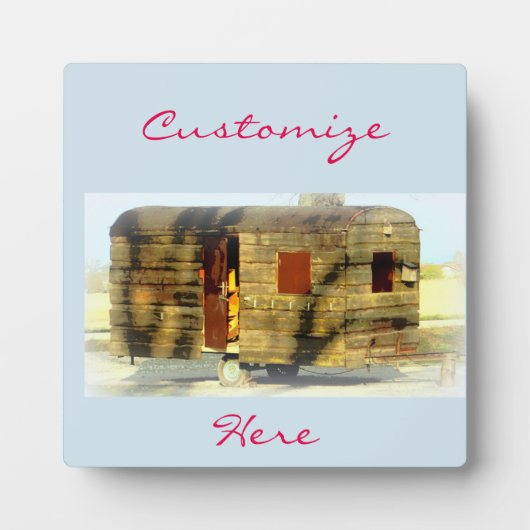 Vintager, klassischer, verwitterter Holzwagen Fotoplatte (Vorderseite)