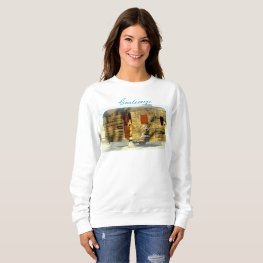 Vintager, klassischer, verwitterter Holzwagen Sweatshirt (Vorne ganz)
