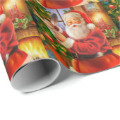 Vintager klassischer Weihnachtsmann Geschenkpapier (Rolleneckpunkt)