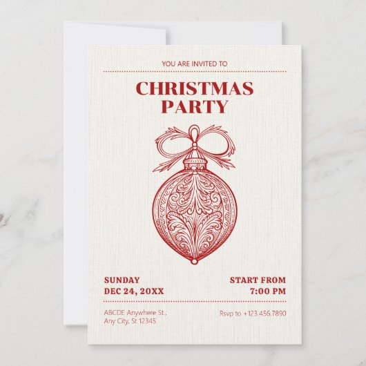 Vintager klassischer Weihnachtsschmuck Einladung (Vorderseite)