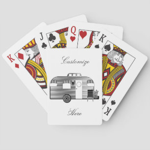 Vintager klassischer Wohnwagen mit abgerundeter Wo Spielkarten