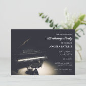 Vintager KlavierGeburtstag Einladung (Stehend Vorderseite)