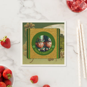 Vintager Kleber St Patrick's Day Leprechauns Serviette